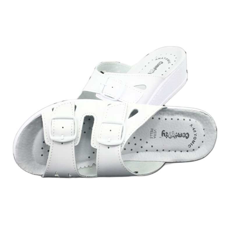 Flip in pelle femminile infradito a spicchi bianchi bianco 4