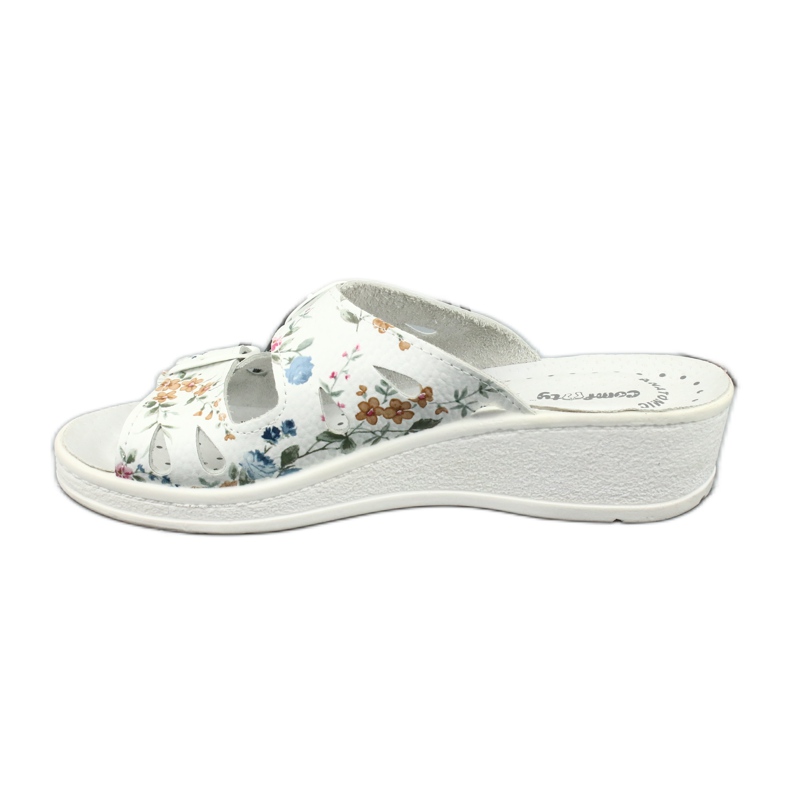 Ciabatte con zeppa da donna Comfooty Mia Flowers bianco multicolore 1