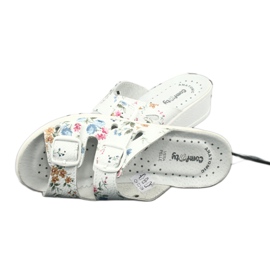 Ciabatte con zeppa da donna Comfooty Mia Flowers bianca multicolore 3
