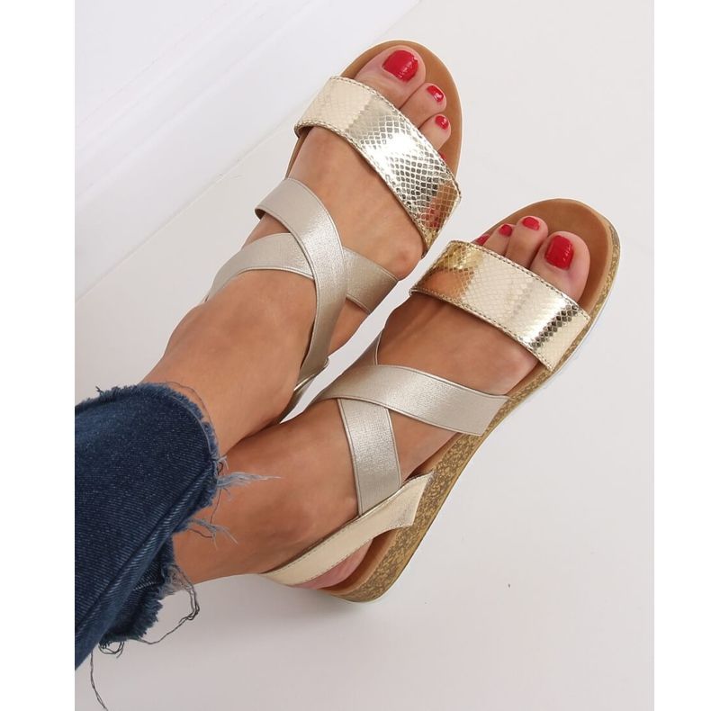 AM042 Sandali oro donna oro d'oro 2