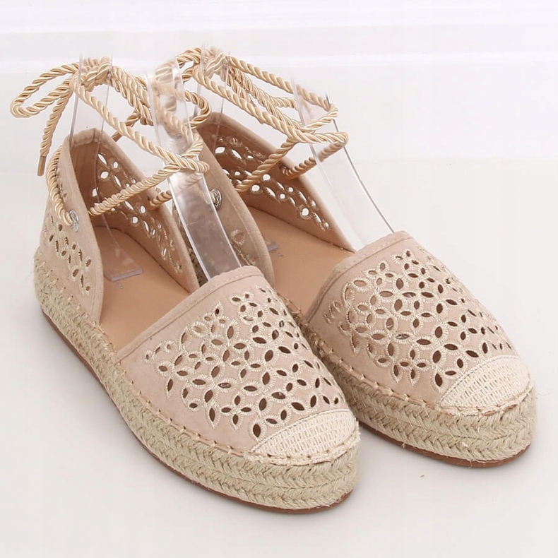 Espadrillas legate con una caviglia beige G1573 Beige 1