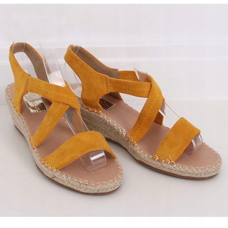 Sandali con zeppa espadrillas miele S-823 Giallo 1