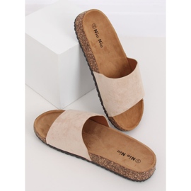 Beige PA-354 Pantofole beige con suola in sughero 1