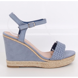 Espadrillas blu su zeppe, blu 100-937SC-1 Blu 2