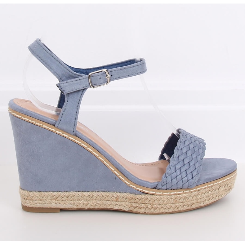 Espadrillas blu su zeppe, blu 100-937SC-1 Blu 2