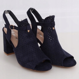 Sandali traforati con tacco alto LL79 Blu blu navy 1