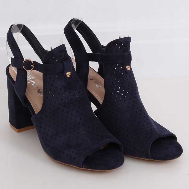 Sandali traforati con tacco alto LL79 Blu blu navy 1