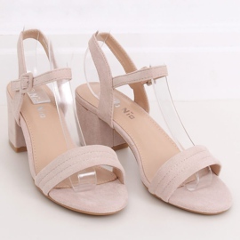Sandali beige con tacco alto 99-61A Beige 1