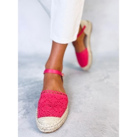 Espadrillas in pizzo lampone L-1067 Rosso rosa 1