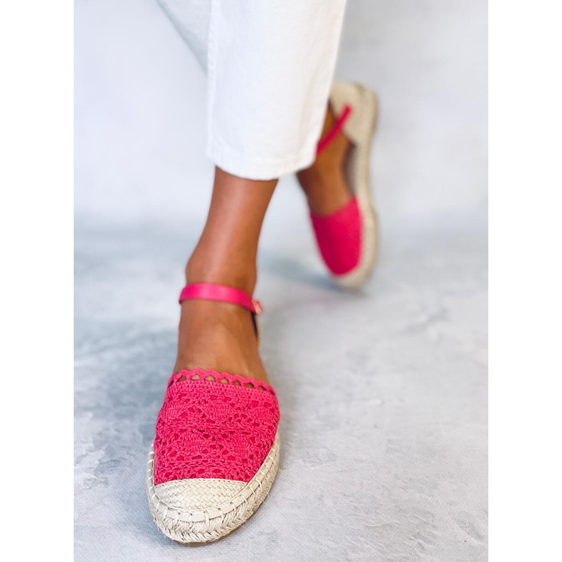 Espadrillas in pizzo lampone L-1067 Rosso rosa 1