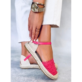 Espadrillas in pizzo lampone L-1067 Rosso rosa 2