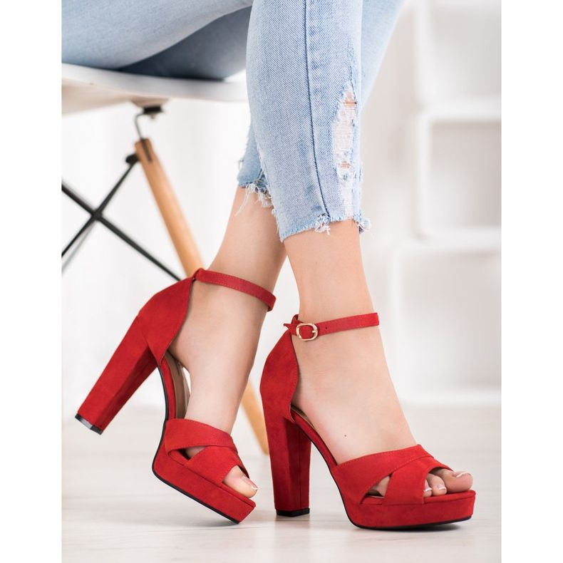 Clowse Sandali rossi con tacco alto rosso 1