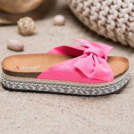 Seastar Pantofole in pelle scamosciata con piattaforma decorativa rosa 1