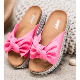 Seastar Pantofole in pelle scamosciata con piattaforma decorativa rosa 2