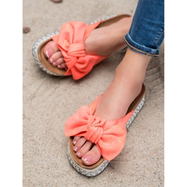 Seastar Pantofole in pelle scamosciata con piattaforma decorativa rosso arancia 2