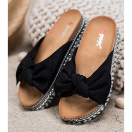 Seastar Pantofole in pelle scamosciata con piattaforma decorativa nero 1