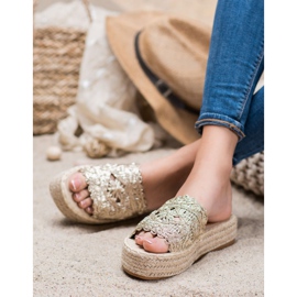 Seastar Pantofole Espadrillas Sulla Piattaforma d'oro 1