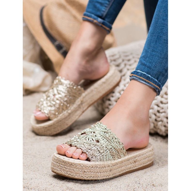 Seastar Pantofole Espadrillas Sulla Piattaforma d'oro 2