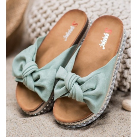 Seastar Pantofole in pelle scamosciata con piattaforma decorativa verde 1