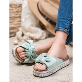 Seastar Pantofole in pelle scamosciata con piattaforma decorativa verde 2