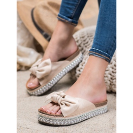 Seastar Pantofole in pelle scamosciata con piattaforma decorativa marrone 2