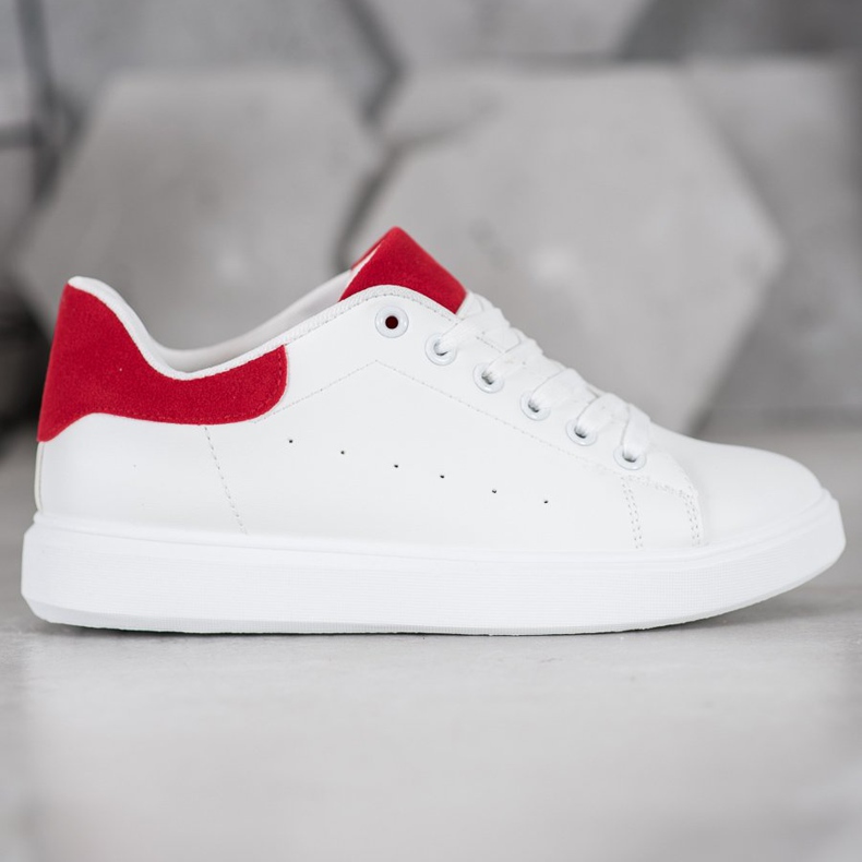 SHELOVET Scarpe sportive casual bianca rosso 2