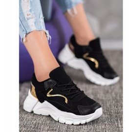 SHELOVET Sneakers alla moda sulla piattaforma nero giallo 1