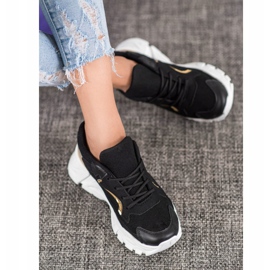 SHELOVET Sneakers alla moda sulla piattaforma nero giallo 2