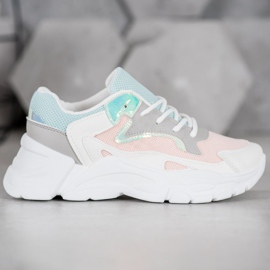 SHELOVET Sneakers alla moda sulla piattaforma bianca blu rosa grigio 2