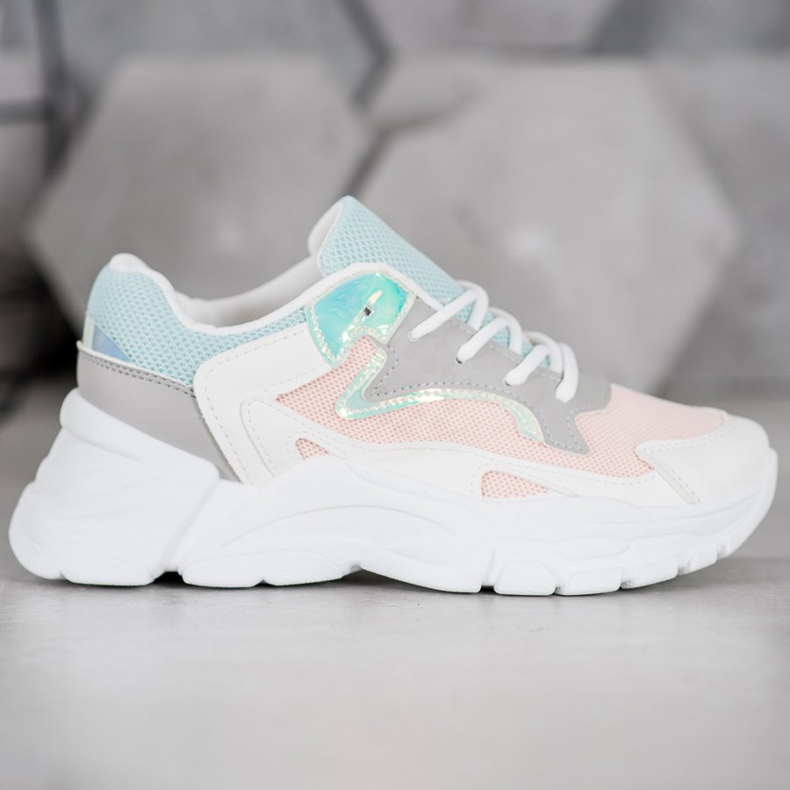SHELOVET Sneakers alla moda sulla piattaforma bianca blu rosa grigio 2