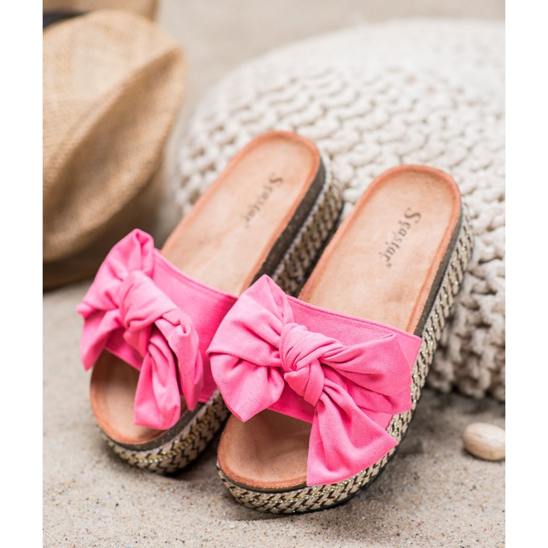 Seastar Pantofole Con Fiocco Sulla Piattaforma rosa 1