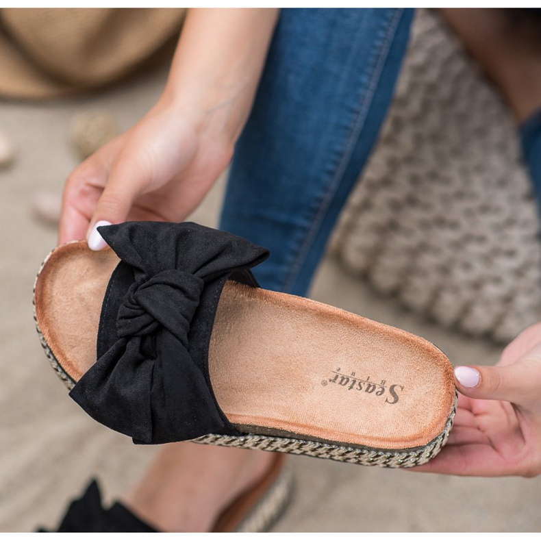 Seastar Pantofole Con Fiocco Sulla Piattaforma nero 1