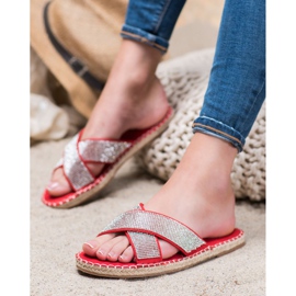 Cm Paris Pantofole Alla Moda Con Cubic Zirconia rosso 1