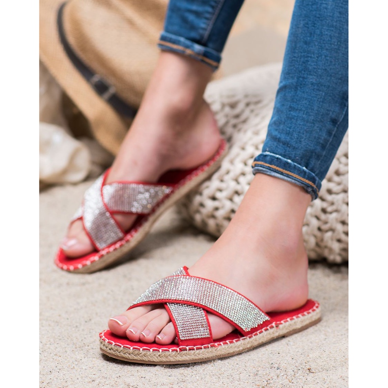 Cm Paris Pantofole Alla Moda Con Cubic Zirconia rosso 1