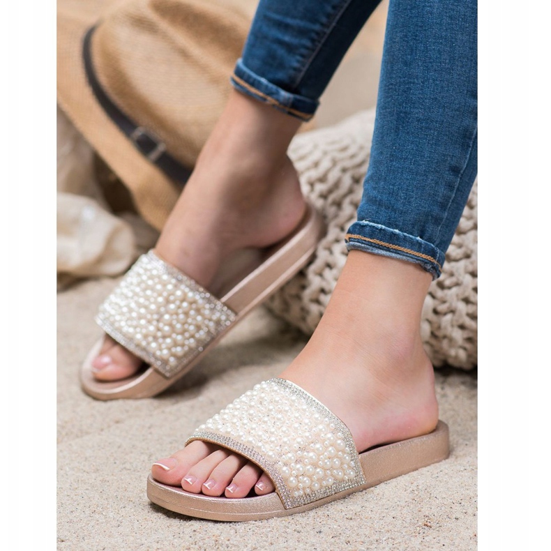 Seastar Pantofole Eleganti Con Perle d'oro 1