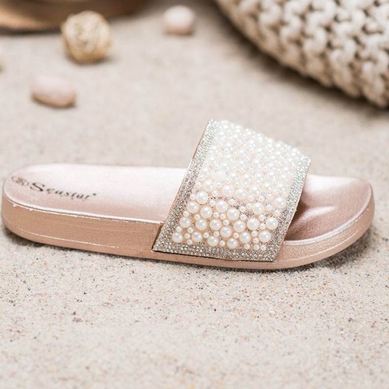 Seastar Pantofole Eleganti Con Perle d'oro 2