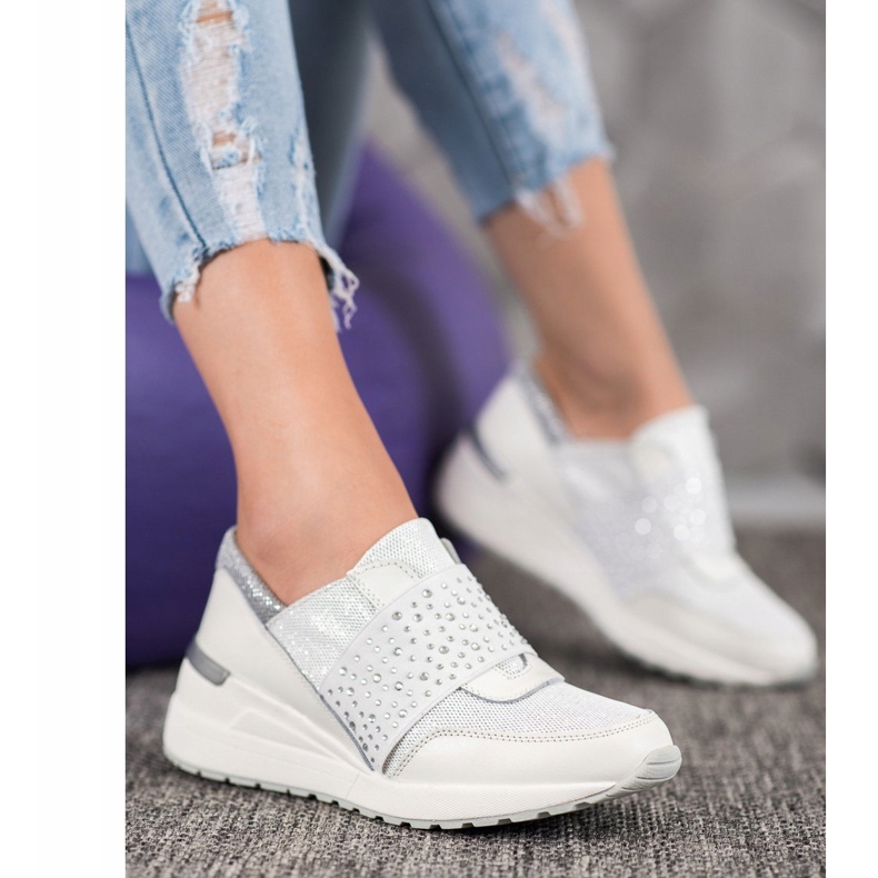 Sneakers Slip-on Con Cristalli VINCEZA bianca 1