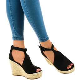 BM Sandali neri con zeppa e espadrillas 108-11 nero 1