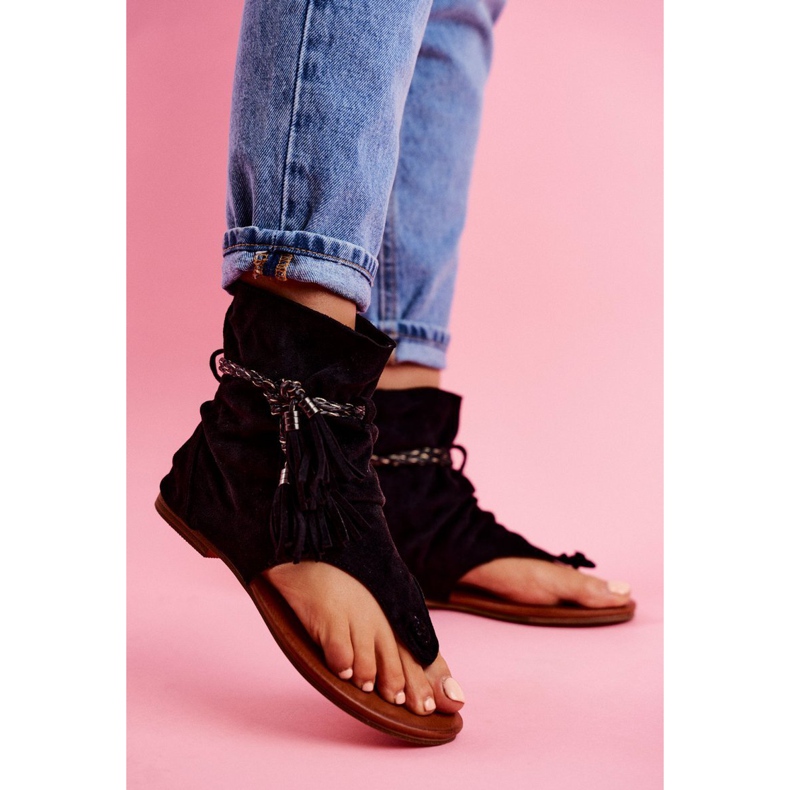 SEA Sandali Donna Infradito Con Gambo Nero SL1011 Madrit 1