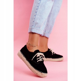 MSMG Espadrillas da donna su piattaforma in lino nero Sonya 1