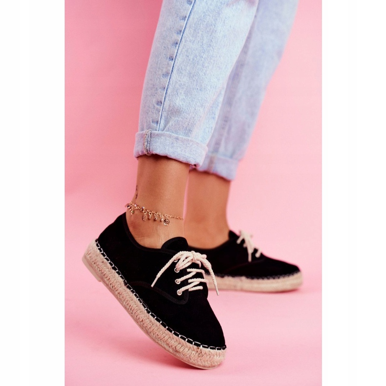 MSMG Espadrillas da donna su piattaforma in lino nero Sonya 1