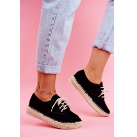 MSMG Espadrillas da donna su piattaforma in lino nero Sonya 2