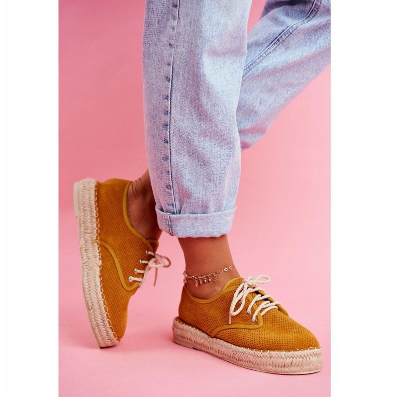 MSMG Espadrillas da donna su piattaforma in lino giallo Sonya 2