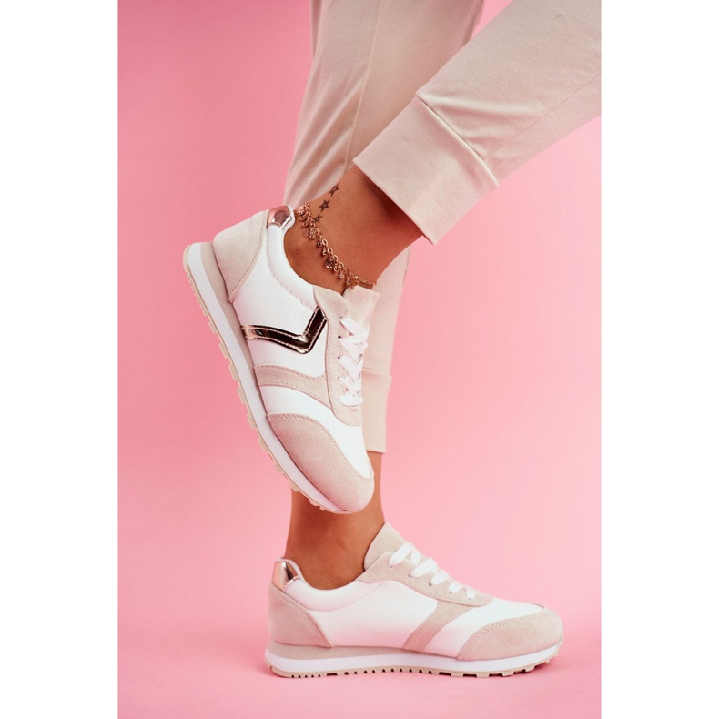 Scarpe sportive da donna roulette bianche e beige bianca marrone 2