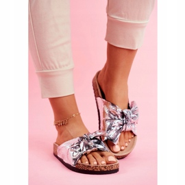 EVE Pantofole da donna con grande fiocco argentato Lovely Time grigio 1
