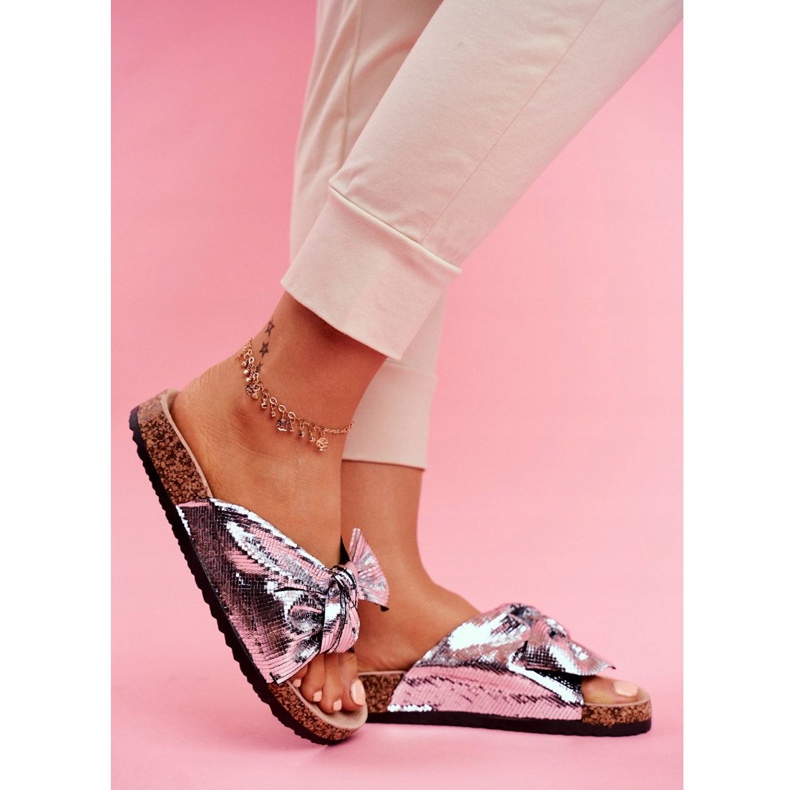 EVE Pantofole da donna con grande fiocco argentato Lovely Time grigio 2