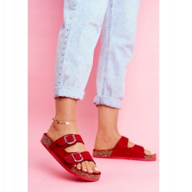 EVE Pantofole Da Donna In Sughero Con Fermagli Rosso Si Senor 1