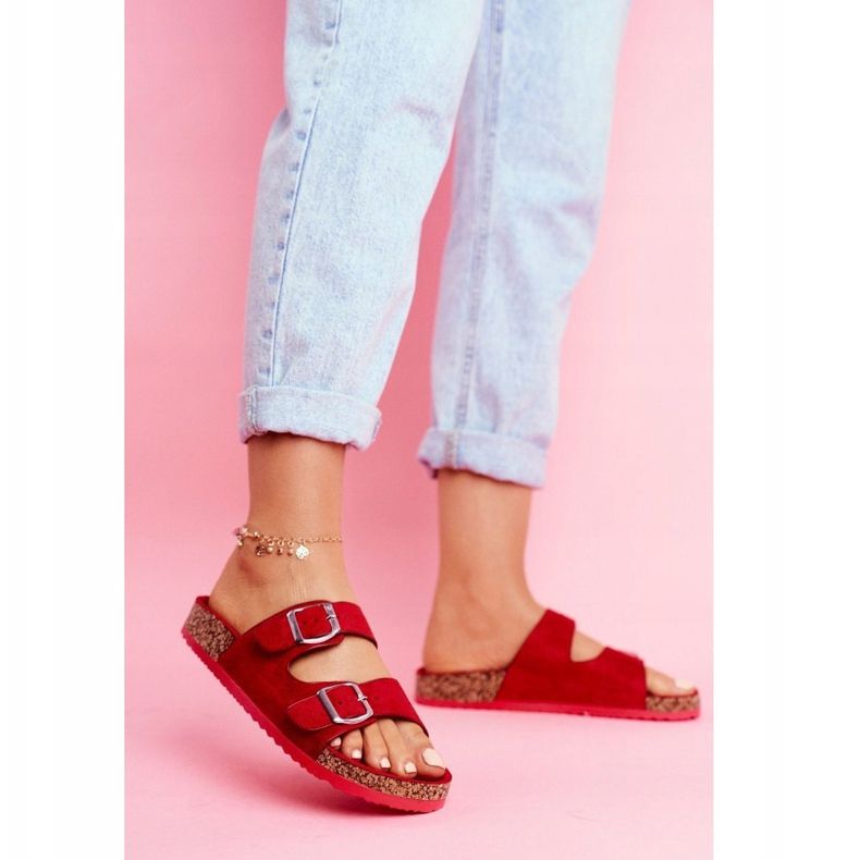 EVE Pantofole Da Donna In Sughero Con Fermagli Rosso Si Senor 1