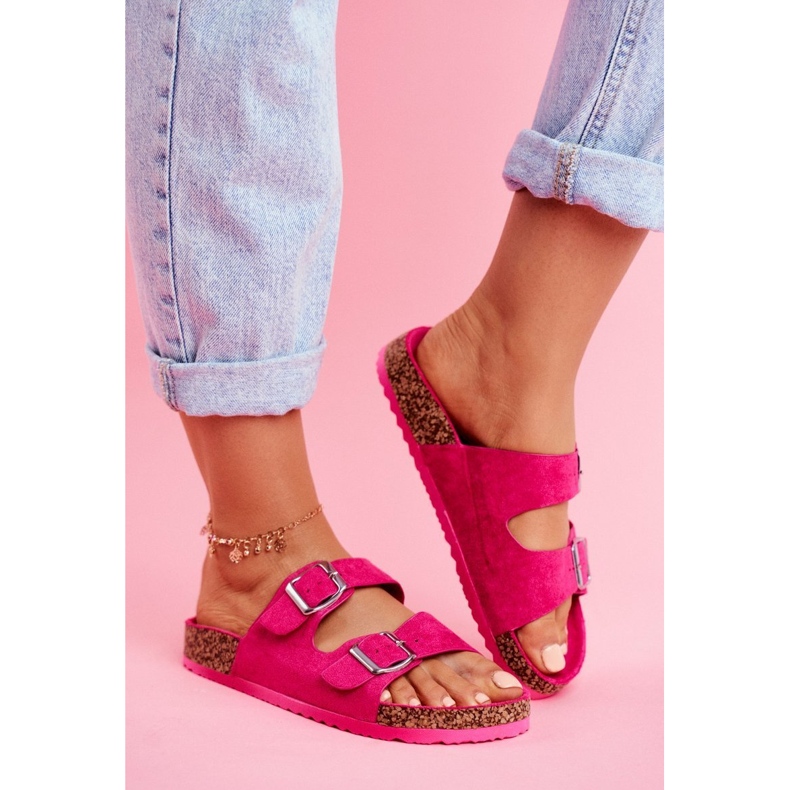 EVE Ciabatte Da Donna In Sughero Con Fibbie Fucsia Si Senor rosa 1