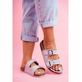 EVE Pantofole Da Donna In Sughero Con Fibbie Grigio Si Senor 1